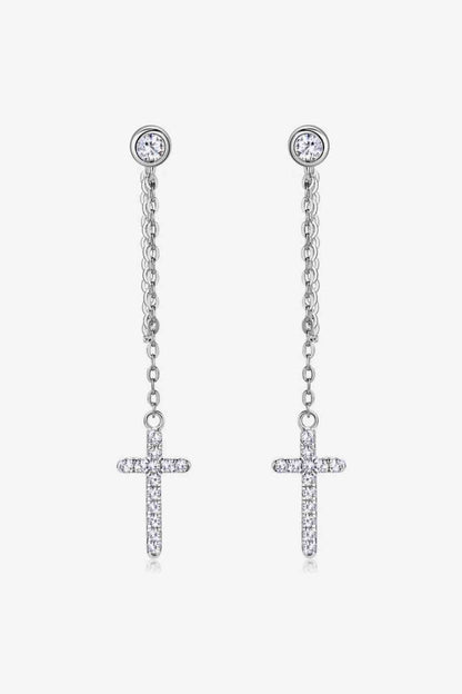 Moissanit 925 Sterling Silber Kreuz Ohrringe