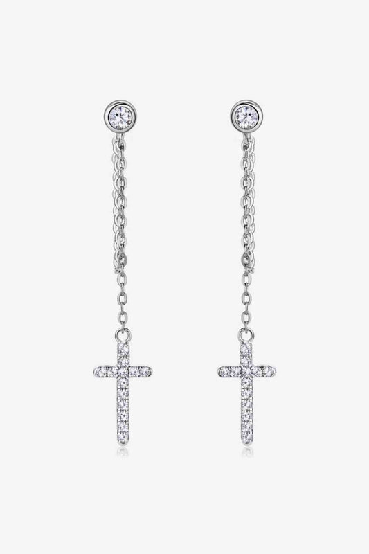 Moissanit 925 Sterling Silber Kreuz Ohrringe