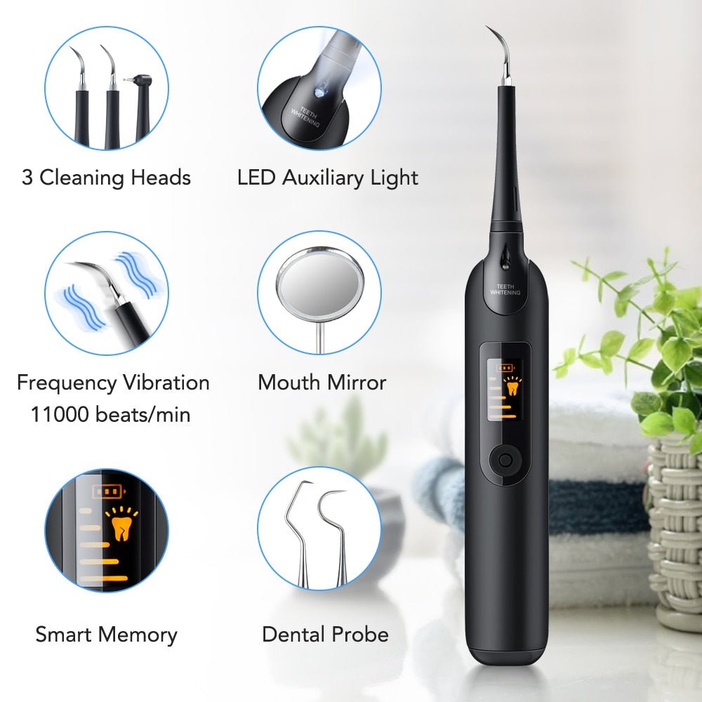 LED Electric Sonic Scaler Toothbrush Set Stains Dental Calculus Remover Tooth Cleaner Teeth Whitening Oral Irrigation Care Tools - Jaazi Intl