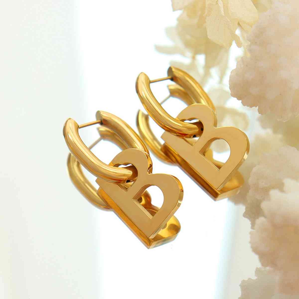 Letter B Titanium Steel Earrings - Jaazi Intl