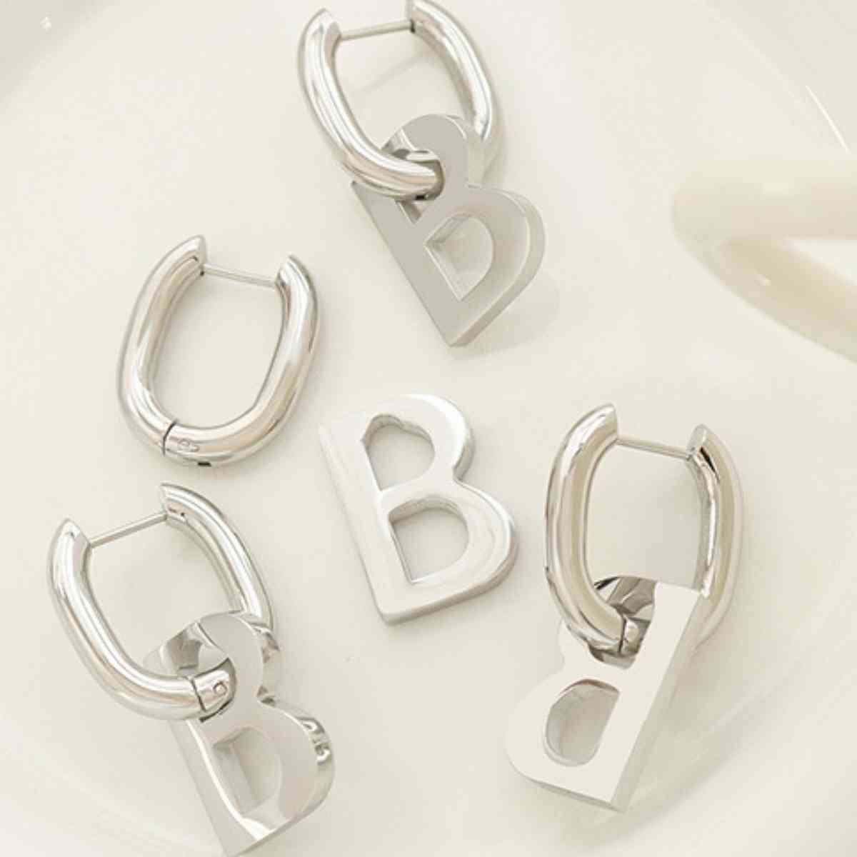 Letter B Titanium Steel Earrings - Jaazi Intl