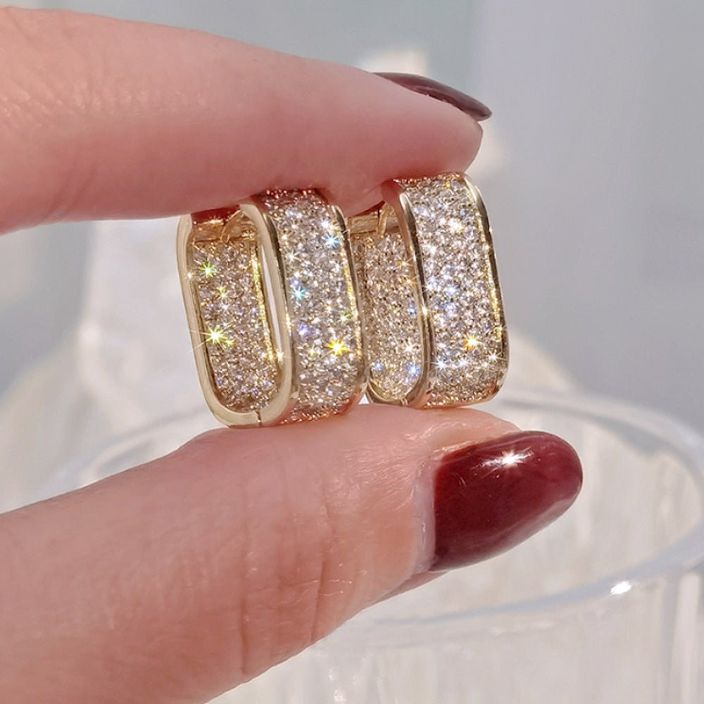 Light Luxury Micro-encrusted Zircon Earrings For Women, Fashionable Earrings, Simple And High-end Jewelry, Hot-selling Items - Jaazi Intl