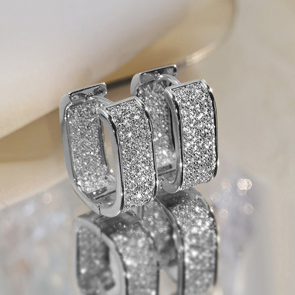 Light Luxury Micro-encrusted Zircon Earrings For Women, Fashionable Earrings, Simple And High-end Jewelry, Hot-selling Items - Jaazi Intl