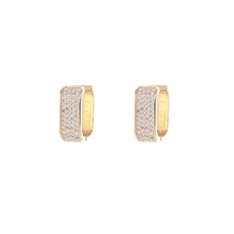 Light Luxury Micro-encrusted Zircon Earrings For Women, Fashionable Earrings, Simple And High-end Jewelry, Hot-selling Items - Jaazi Intl