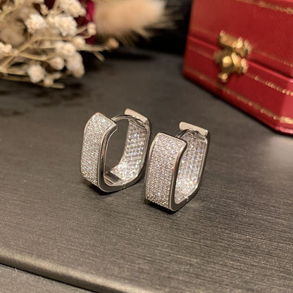 Light Luxury Micro-encrusted Zircon Earrings For Women, Fashionable Earrings, Simple And High-end Jewelry, Hot-selling Items - Jaazi Intl