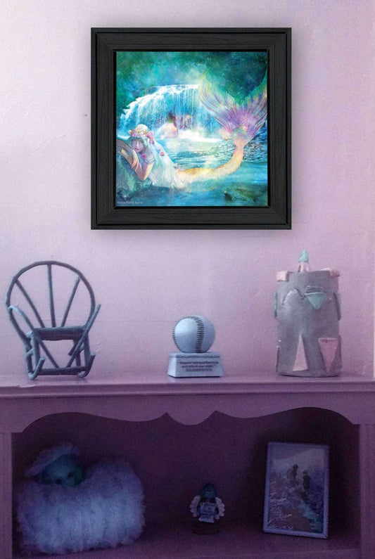 &quot;Woodland Cove Mermaid&quot; by Bluebird Barn, Ready to Hang Framed Print, Black Frame - Jaazi Intl